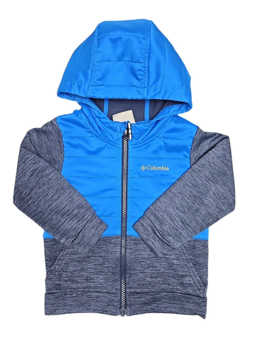 Columbia Boys Toddler Blue and Gray Hooded Hybrid Jacket Size 3T